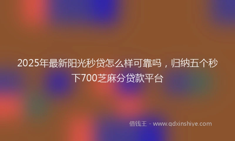 2025年最新阳光秒贷怎么样可靠吗，归纳五个秒下700芝麻分贷款平台
