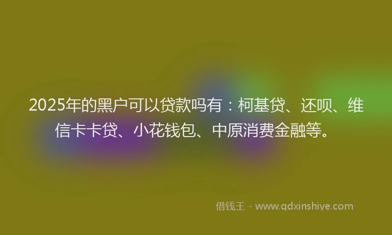 2025年的黑户可以贷款吗有：柯基贷、还呗、维信卡卡贷、小花钱包、中原消费金融等。