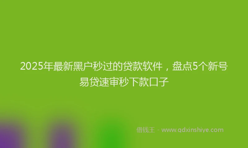 2025年最新黑户秒过的贷款软件，盘点5个新号易贷速审秒下款口子