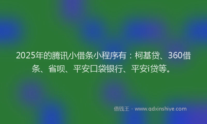 2025年的腾讯小借条小程序有：柯基贷、360借条、省呗、平安口袋银行、平安i贷等。