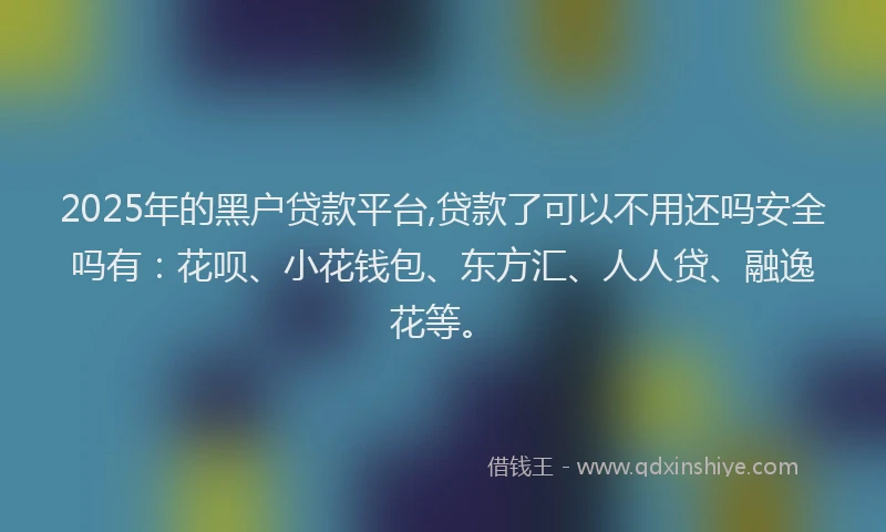 2025年的黑户贷款平台,贷款了可以不用还吗安全吗有：花呗、小花钱包、东方汇、人人贷、融逸花等。