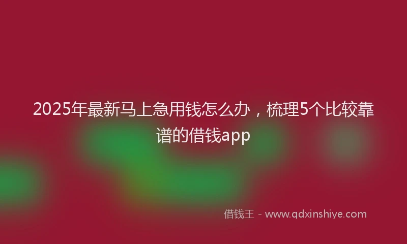 2025年最新马上急用钱怎么办，梳理5个比较靠谱的借钱app