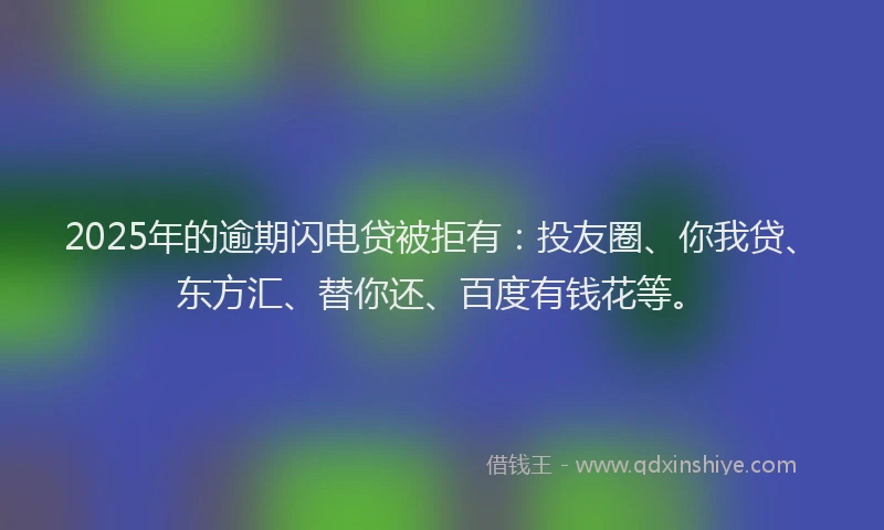 2025年的逾期闪电贷被拒有：投友圈、你我贷、东方汇、替你还、百度有钱花等。