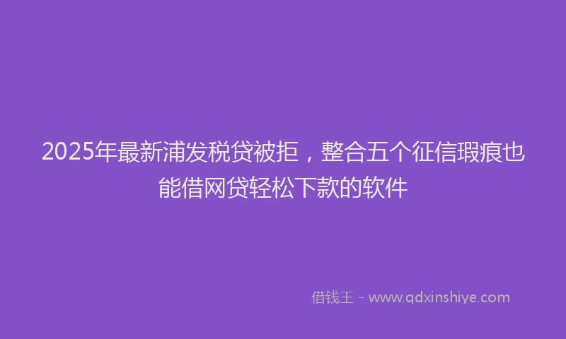 2025年最新浦发税贷被拒，整合五个征信瑕疵也能借网贷轻松下款的软件