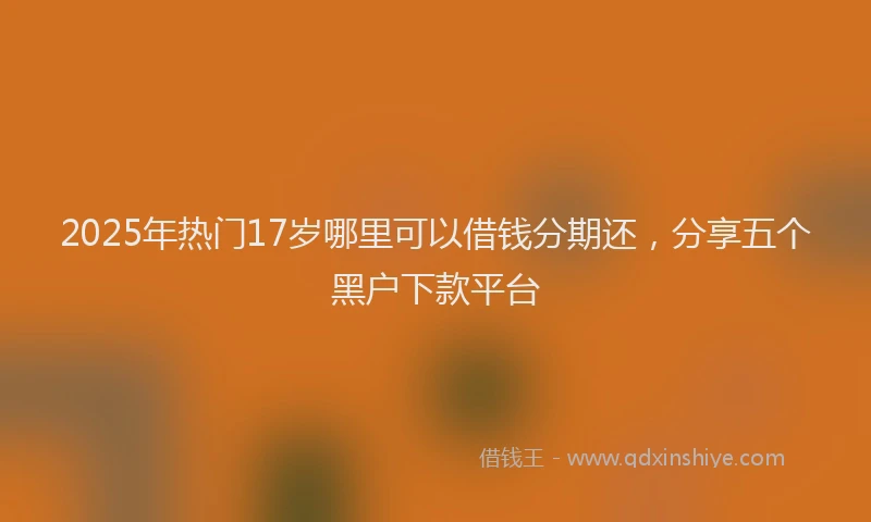 2025年热门17岁哪里可以借钱分期还，分享五个黑户下款平台