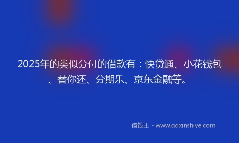 2025年的类似分付的借款有：快贷通、小花钱包、替你还、分期乐、京东金融等。