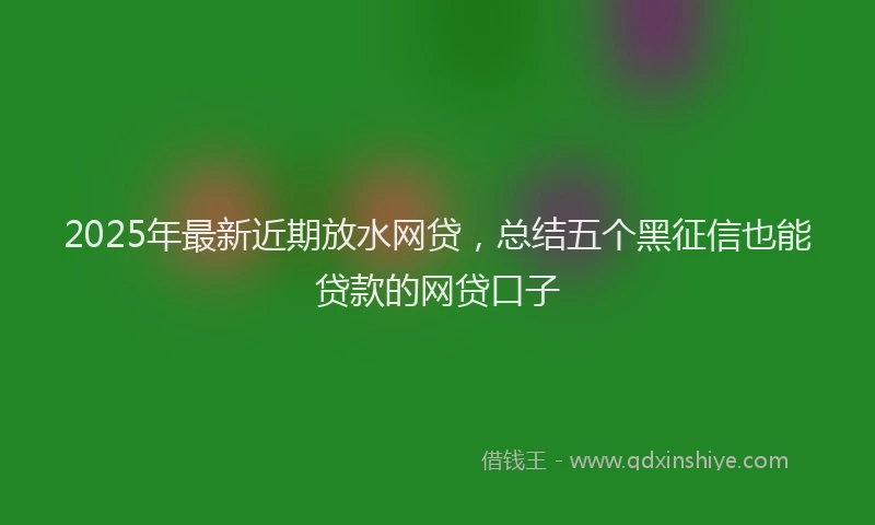 2025年最新近期放水网贷，总结五个黑征信也能贷款的网贷口子