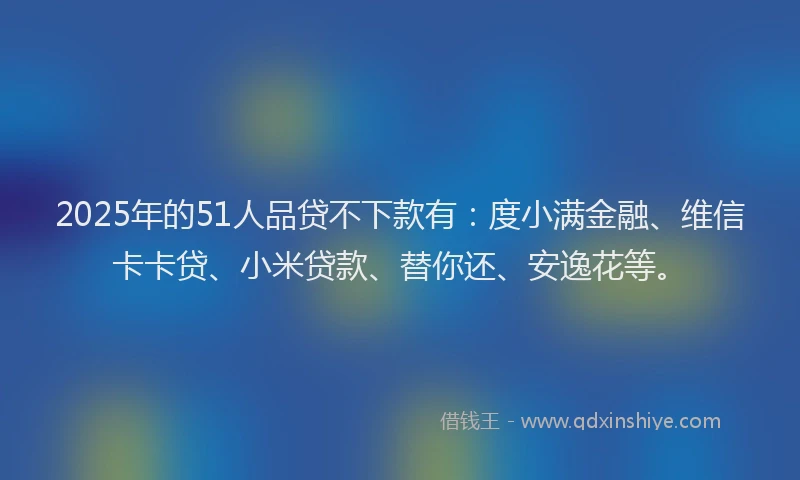 2025年的51人品贷不下款有：度小满金融、维信卡卡贷、小米贷款、替你还、安逸花等。