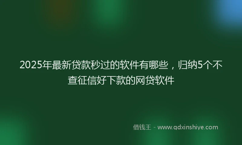 2025年最新贷款秒过的软件有哪些，归纳5个不查征信好下款的网贷软件