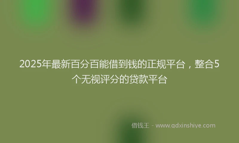 2025年最新百分百能借到钱的正规平台，整合5个无视评分的贷款平台