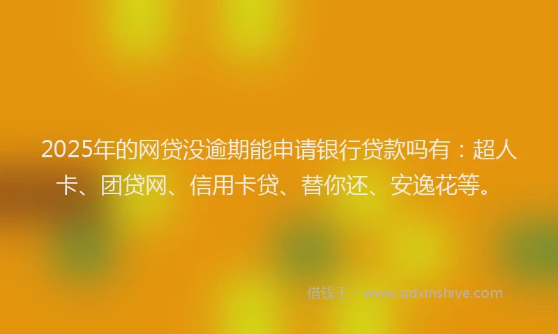 2025年的网贷没逾期能申请银行贷款吗有：超人卡、团贷网、信用卡贷、替你还、安逸花等。