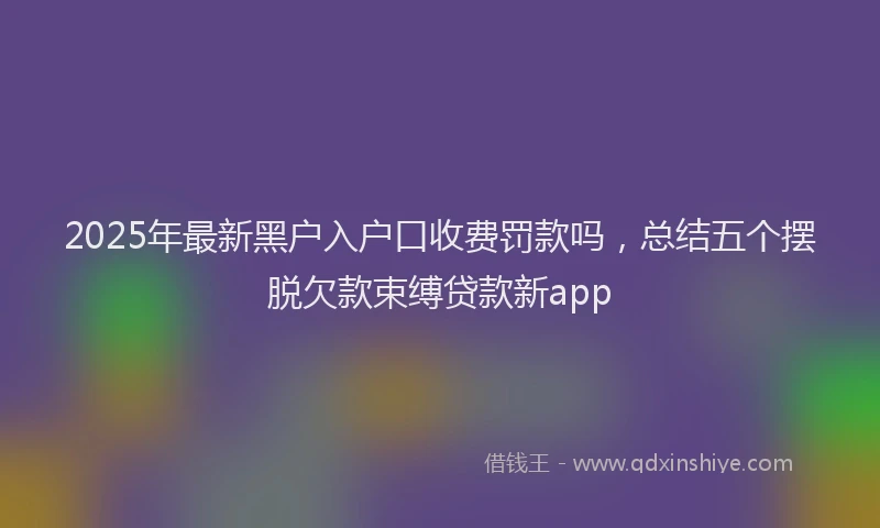 2025年最新黑户入户口收费罚款吗，总结五个摆脱欠款束缚贷款新app