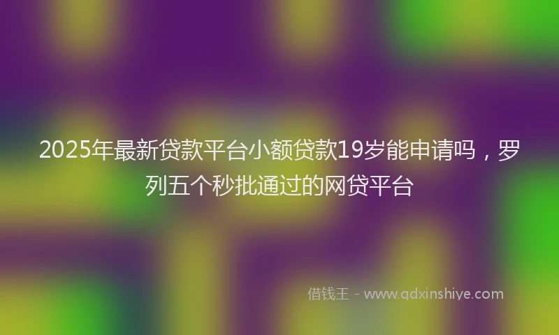 2025年最新贷款平台小额贷款19岁能申请吗，罗列五个秒批通过的网贷平台