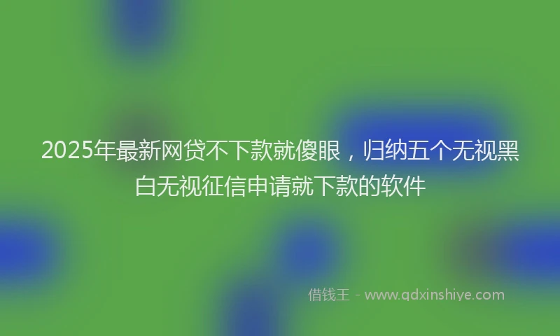 2025年最新网贷不下款就傻眼，归纳五个无视黑白无视征信申请就下款的软件