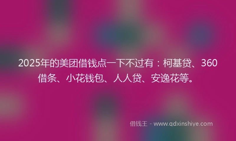 2025年的美团借钱点一下不过有：柯基贷、360借条、小花钱包、人人贷、安逸花等。