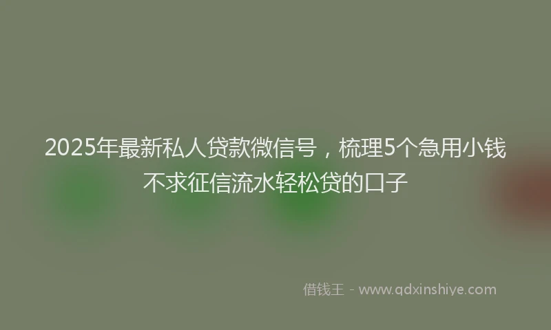 2025年最新私人贷款微信号，梳理5个急用小钱不求征信流水轻松贷的口子