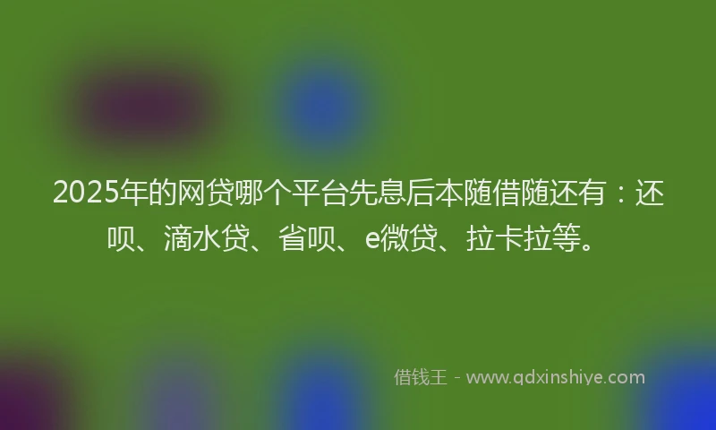 2025年的网贷哪个平台先息后本随借随还有：还呗、滴水贷、省呗、e微贷、拉卡拉等。