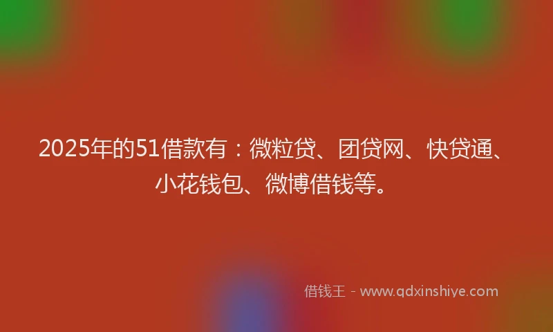 2025年的51借款有：微粒贷、团贷网、快贷通、小花钱包、微博借钱等。