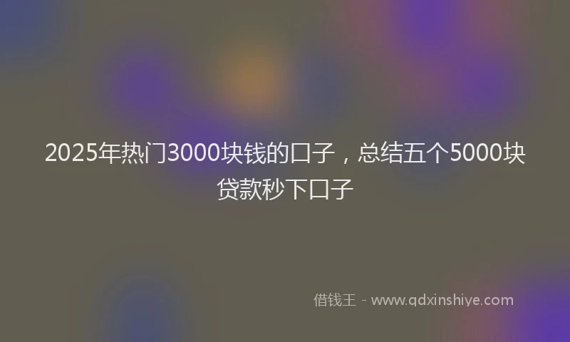 2025年热门3000块钱的口子，总结五个5000块贷款秒下口子