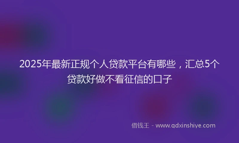 2025年最新正规个人贷款平台有哪些，汇总5个贷款好做不看征信的口子
