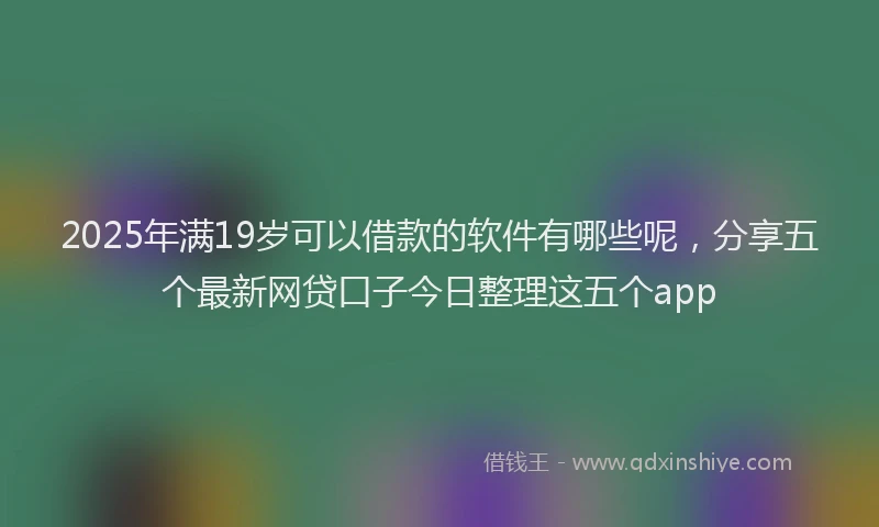 2025年满19岁可以借款的软件有哪些呢，分享五个最新网贷口子今日整理这五个app