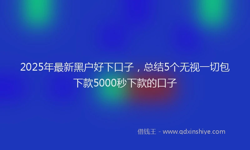 2025年最新黑户好下口子，总结5个无视一切包下款5000秒下款的口子
