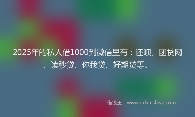 2025年的私人借1000到微信里有：还呗、团贷网、读秒贷、你我贷、好期贷等。