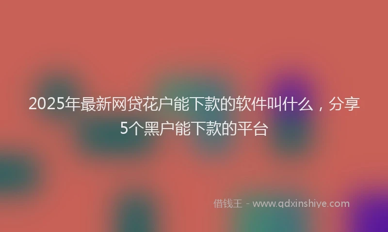 2025年最新网贷花户能下款的软件叫什么，分享5个黑户能下款的平台