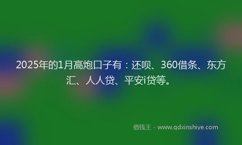 2025年的1月高炮口子有：还呗、360借条、东方汇、人人贷、平安i贷等。