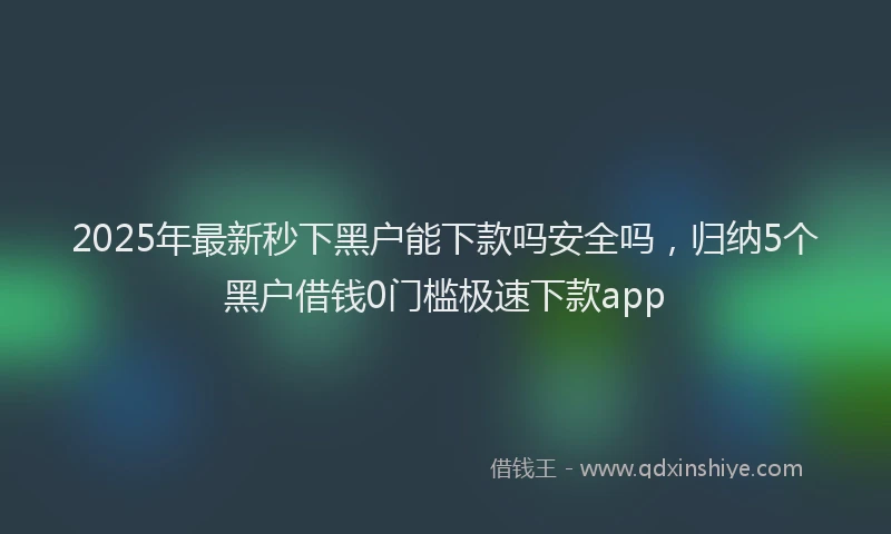 2025年最新秒下黑户能下款吗安全吗，归纳5个黑户借钱0门槛极速下款app