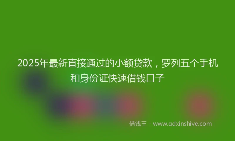 2025年最新直接通过的小额贷款，罗列五个手机和身份证快速借钱口子