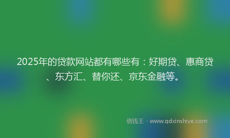 2025年的贷款网站都有哪些有：好期贷、惠商贷、东方汇、替你还、京东金融等。