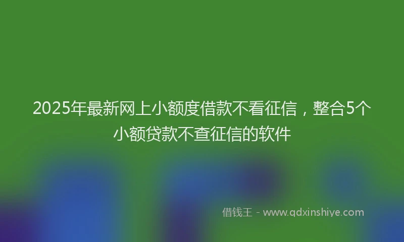 2025年最新网上小额度借款不看征信，整合5个小额贷款不查征信的软件