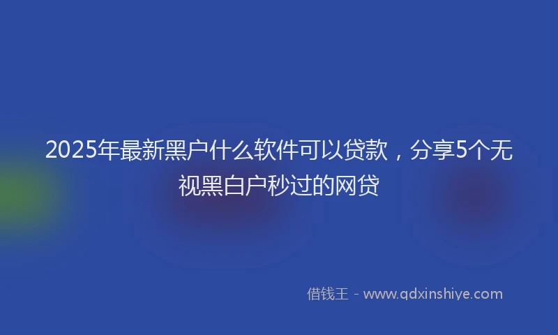 2025年最新黑户什么软件可以贷款，分享5个无视黑白户秒过的网贷
