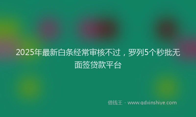 2025年最新白条经常审核不过，罗列5个秒批无面签贷款平台