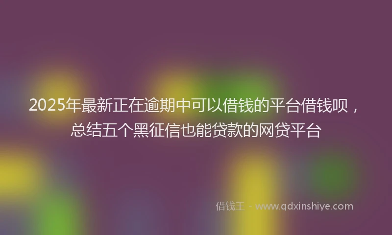 2025年最新正在逾期中可以借钱的平台借钱呗，总结五个黑征信也能贷款的网贷平台