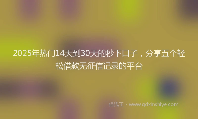 2025年热门14天到30天的秒下口子，分享五个轻松借款无征信记录的平台