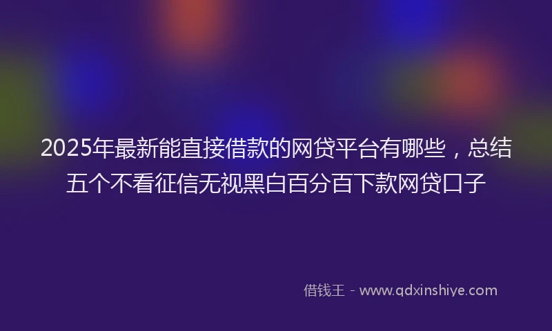2025年最新能直接借款的网贷平台有哪些，总结五个不看征信无视黑白百分百下款网贷口子