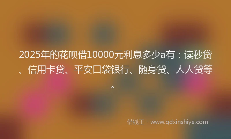 2025年的花呗借10000元利息多少a有：读秒贷、信用卡贷、平安口袋银行、随身贷、人人贷等。