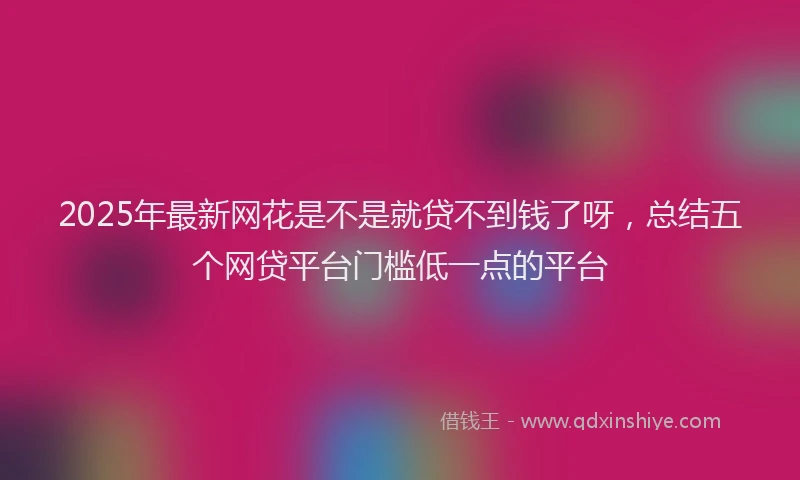 2025年最新网花是不是就贷不到钱了呀，总结五个网贷平台门槛低一点的平台