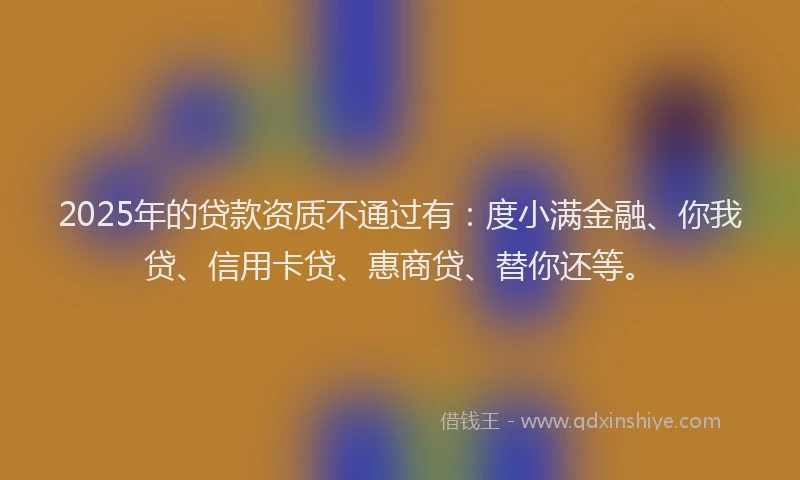 2025年的贷款资质不通过有：度小满金融、你我贷、信用卡贷、惠商贷、替你还等。