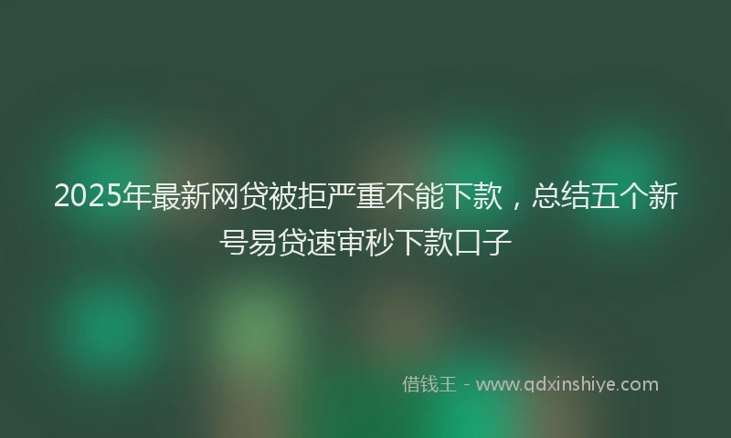 2025年最新网贷被拒严重不能下款，总结五个新号易贷速审秒下款口子