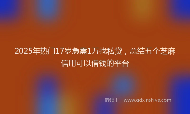 2025年热门17岁急需1万找私贷，总结五个芝麻信用可以借钱的平台