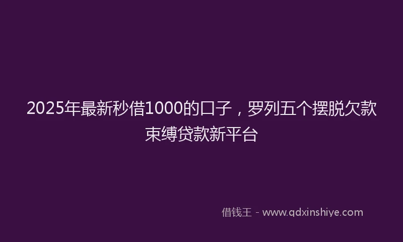 2025年最新秒借1000的口子，罗列五个摆脱欠款束缚贷款新平台