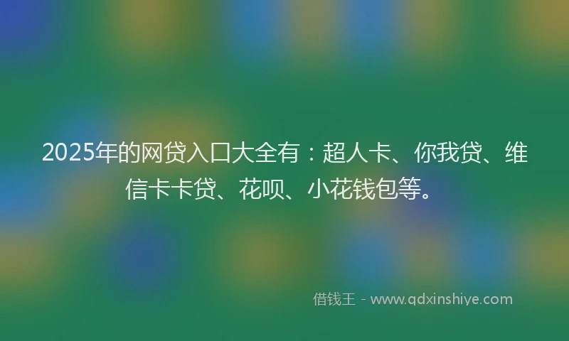 2025年的网贷入口大全有：超人卡、你我贷、维信卡卡贷、花呗、小花钱包等。