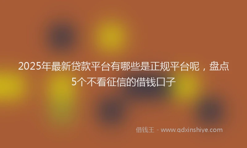 2025年最新贷款平台有哪些是正规平台呢，盘点5个不看征信的借钱口子