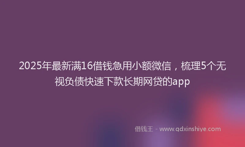 2025年最新满16借钱急用小额微信，梳理5个无视负债快速下款长期网贷的app