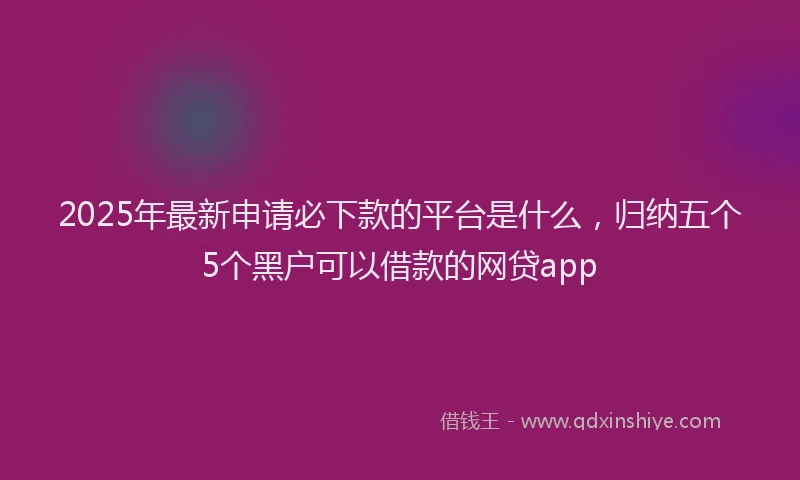 2025年最新申请必下款的平台是什么，归纳五个5个黑户可以借款的网贷app