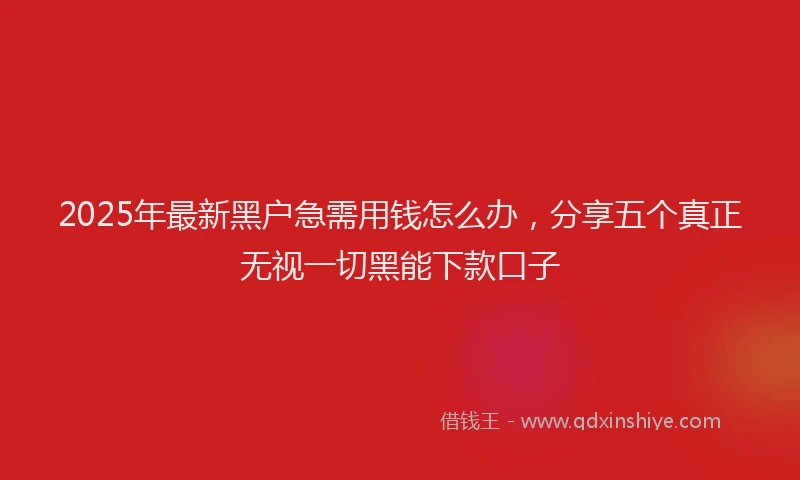 2025年最新黑户急需用钱怎么办，分享五个真正无视一切黑能下款口子