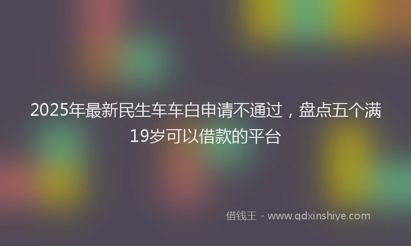 2025年最新民生车车白申请不通过，盘点五个满19岁可以借款的平台
